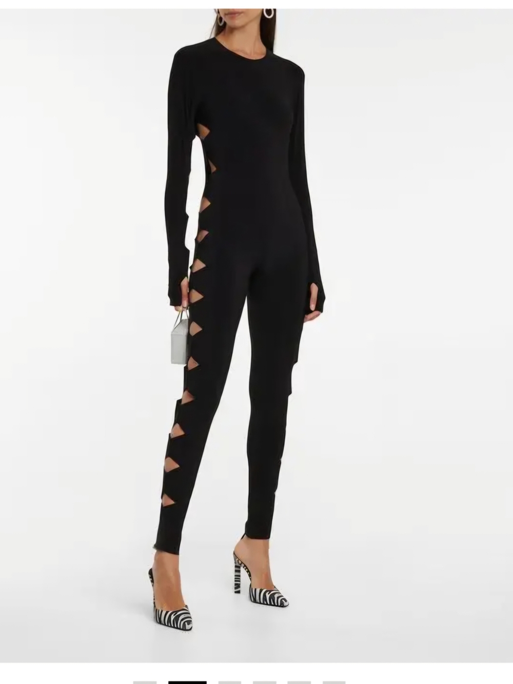 Norma Kamali Black Long-Sleeve Cutout Jumpsuit